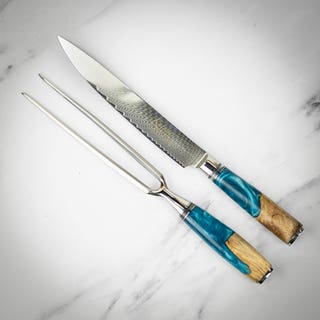 Ocean 2pc Damascus Carving Set