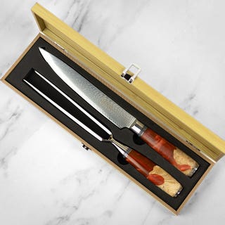 Volcanic 2pc Damascus Carving Set