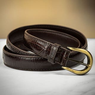Faux Croc Belt - Black Cherry