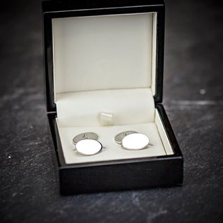 Farrar & Tanner Solid Sterling Silver Oval Chain Cufflinks