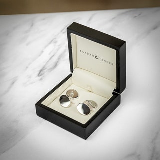 Solid Sterling Silver Large Oval Chain Cufflinks