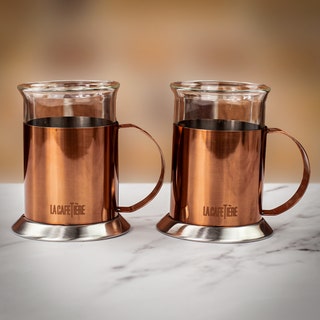Set Of Two Glass Cups - Copper