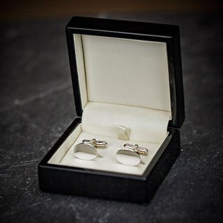 Farrar & Tanner Solid Sterling Silver Oval Hinged Cufflinks