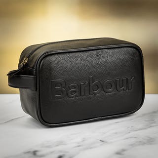 Logo Leather Washbag - Black