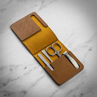 Manicure Set in Tan Leather Pouch