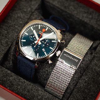 Grand Cushion - Blue Dial / Blue Vg Leather Strap + Stainless Steel Strap / 41mm