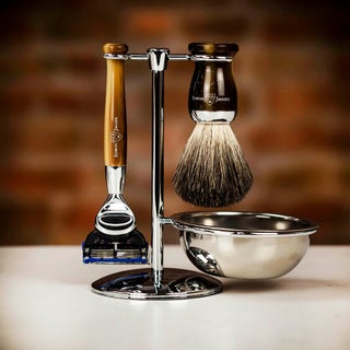 Edwin Jagger 4 Piece Mach3 Razor Shaving Set - Light Horn