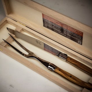 Jean Dubost Laguiole Olive Wood Handle 2 Piece Carving Set
