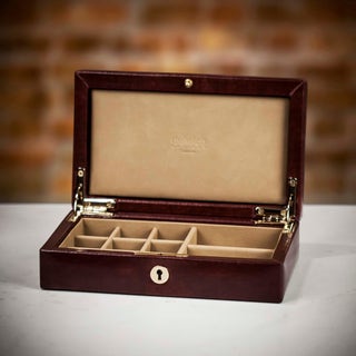 Dulwich Designs Heritage 11 Piece Leather Cufflink Box - Brown