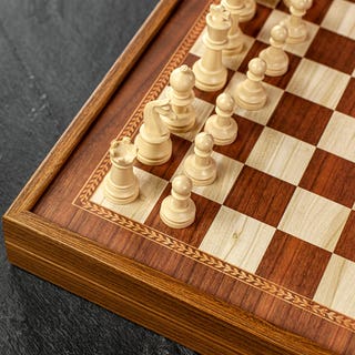 Manopoulos Backgammon and Chess Set in Wood Case - Small