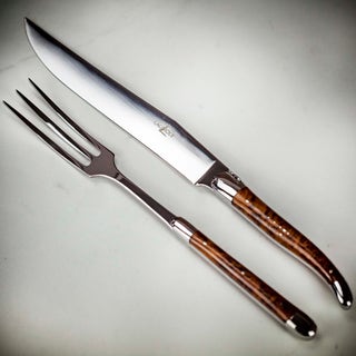 Forge de Laguiole Carving Set with Thuya Handle