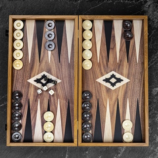 Walnut Wood Print Backgammon Set - Tournament