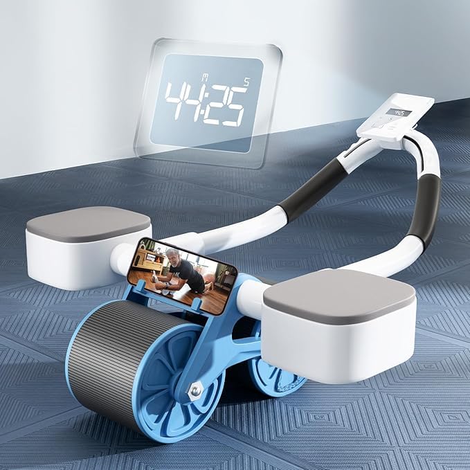 Lifelong LLAR02 Ab Roller With Automatic Rebound, Elbow Support, Timer & Mobile Holder