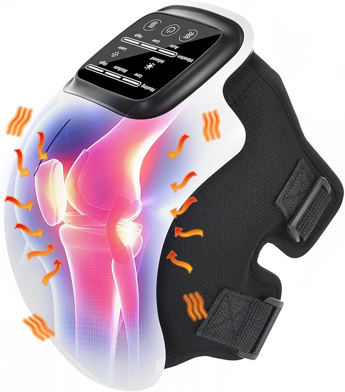 Sellastic Knee Massager for Joint Pain Relief with Heat, Rechargeable Red Light Vibration Knee Arthritis