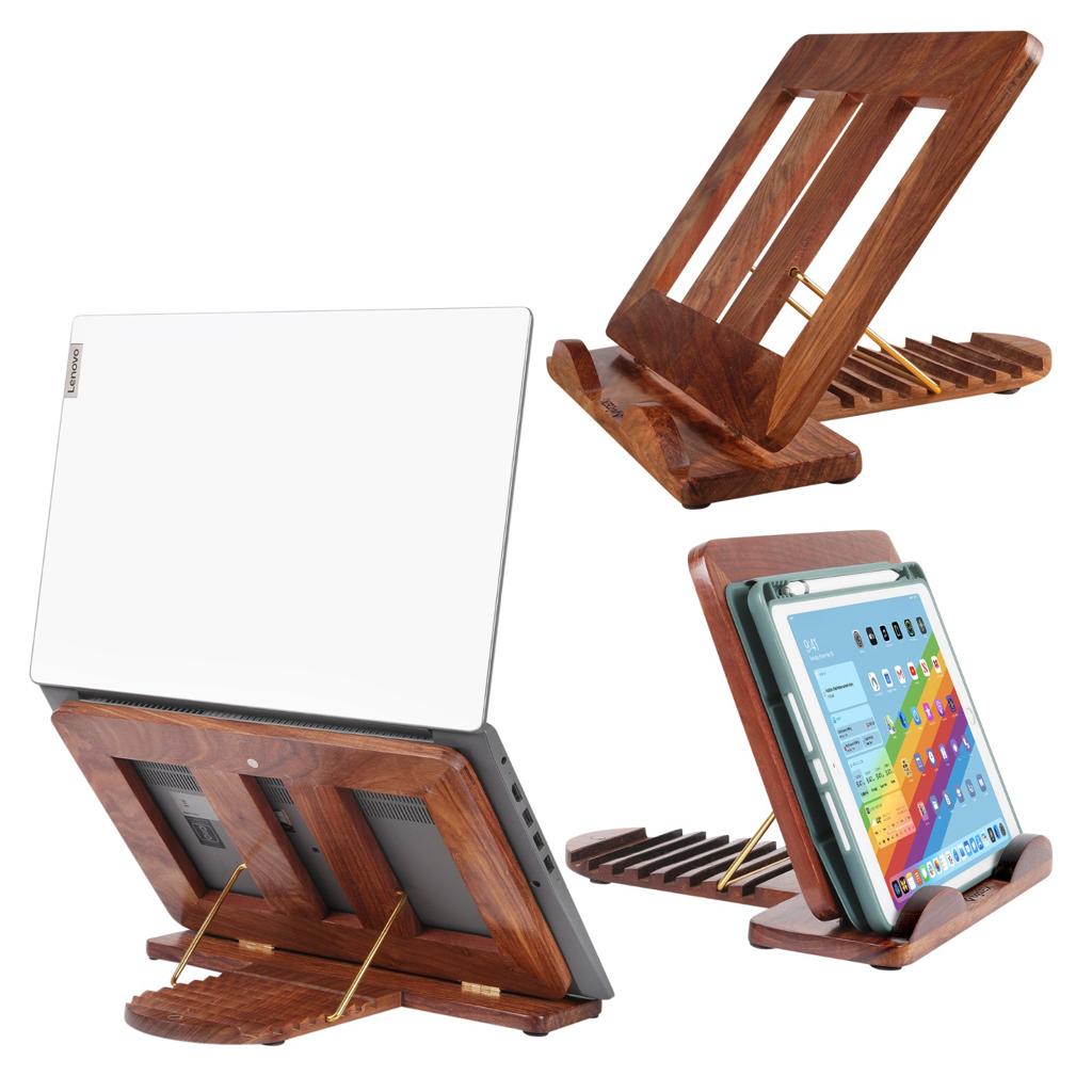 Adjustable Wooden Laptop And Tablet Stand