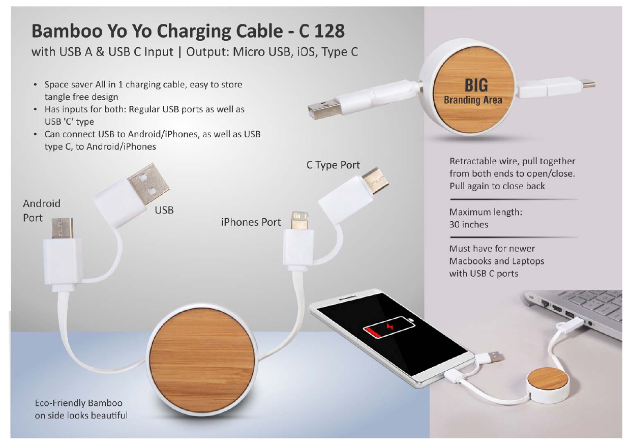 Bamboo 3-in-1 Charging Cable