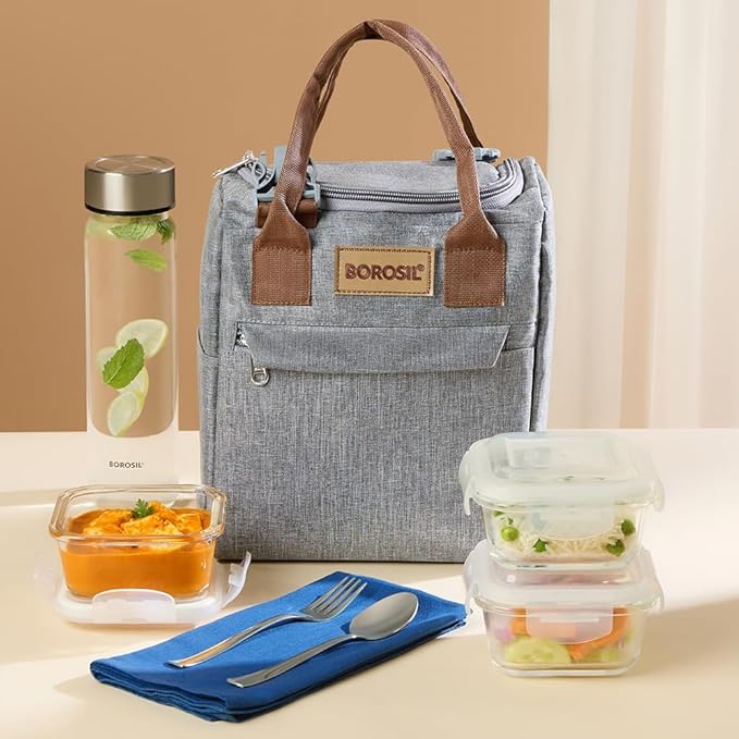 Borosil 7-Piece Glass Lunch Box Set with Insulated Bag