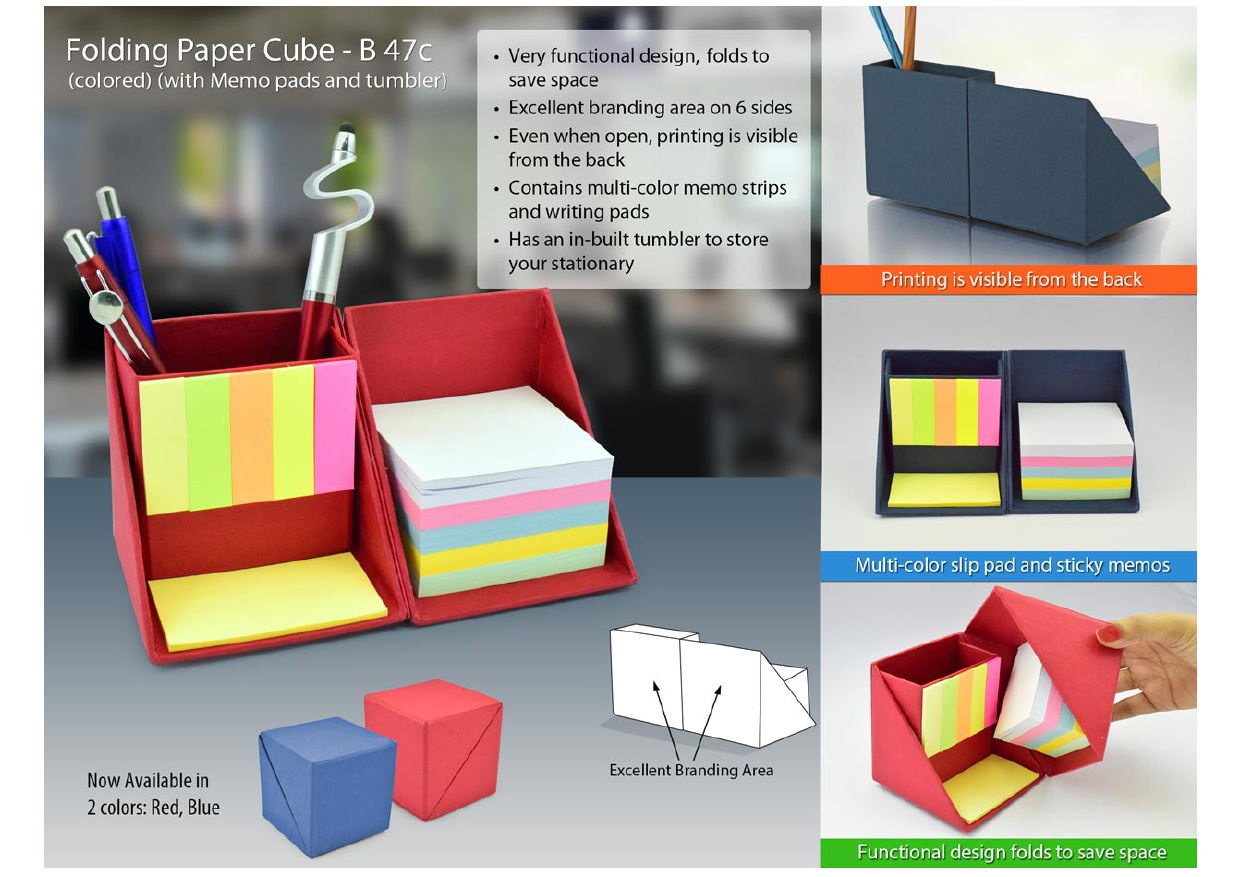 Folding Paper Cube Memo Holder