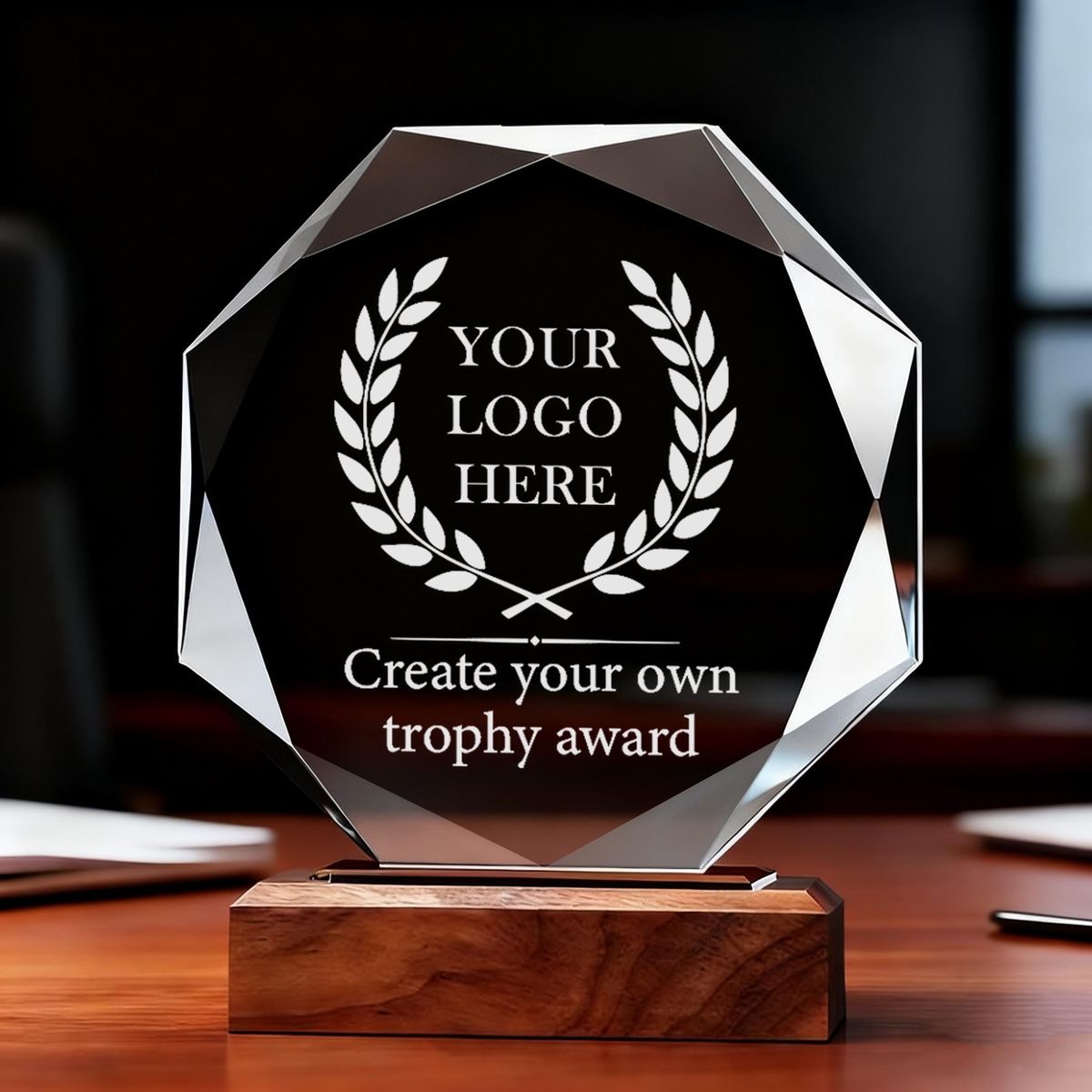 Hexagon Crystal Logo Trophy