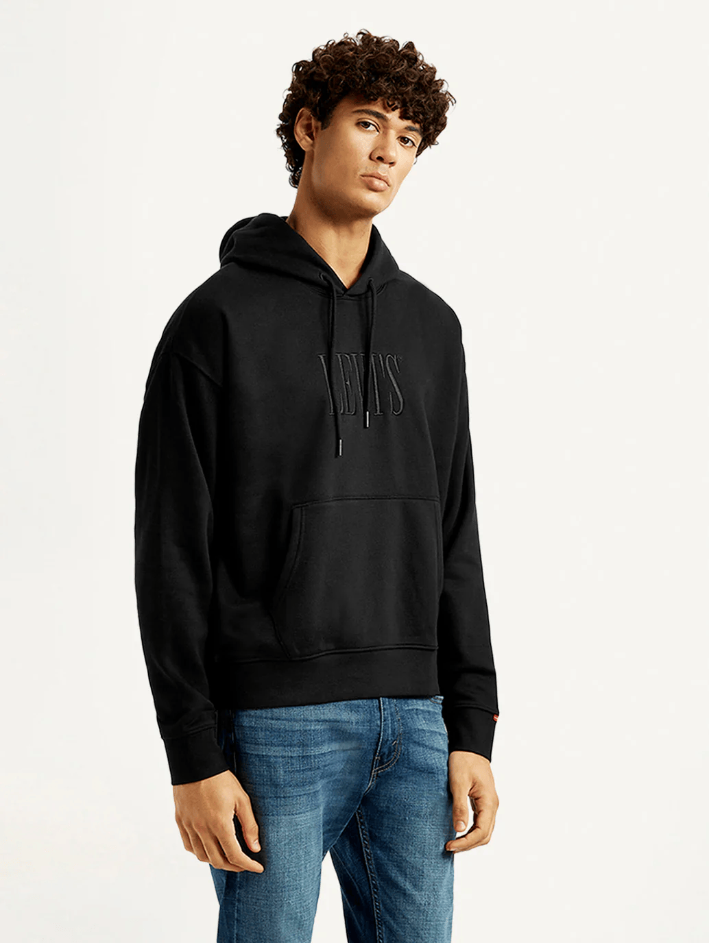 Men's Brand Logo Black Hooded Sweatshirt – Levis