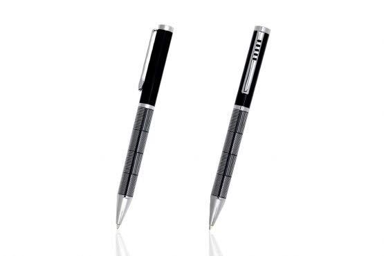 Premium Black Silver Ball Pen Set