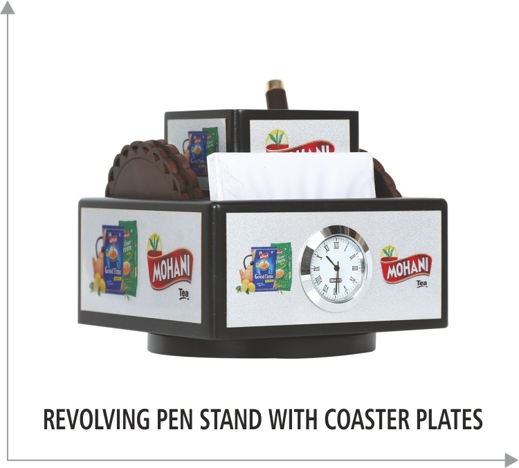 Revolving Pen Stand With Coaster Set