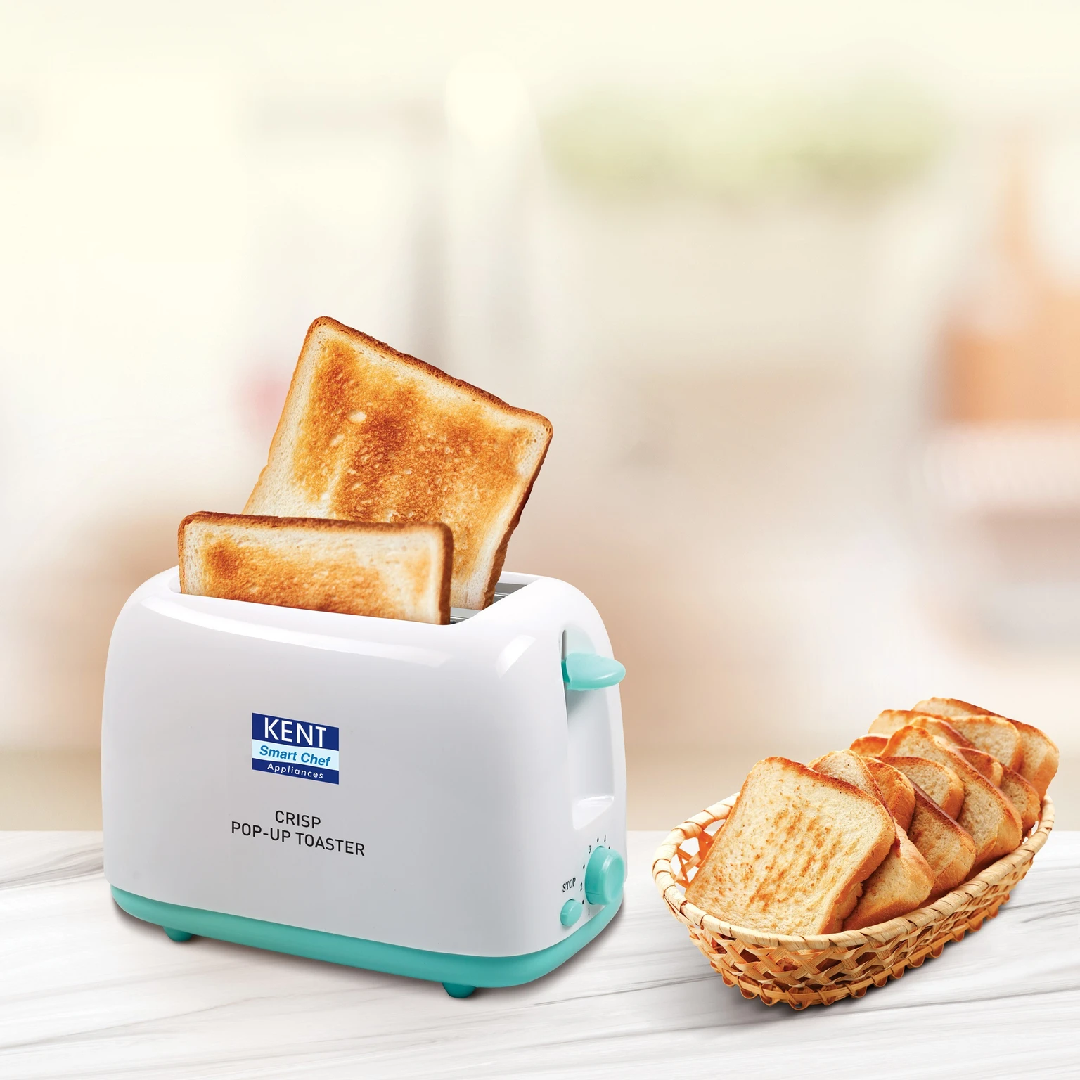 KENT 116105 750 W Pop Up Toaster (White)