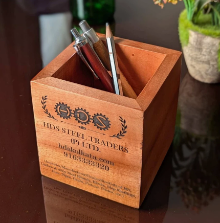 Wooden Desk Pen Stand