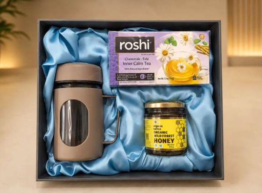 Glass Mug with Strainer, Green Tea, Honey